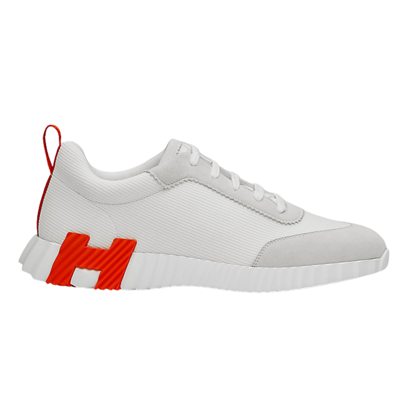 HERMES BOUNCING SUEDE SNEAKER - WHITE/ORANGE