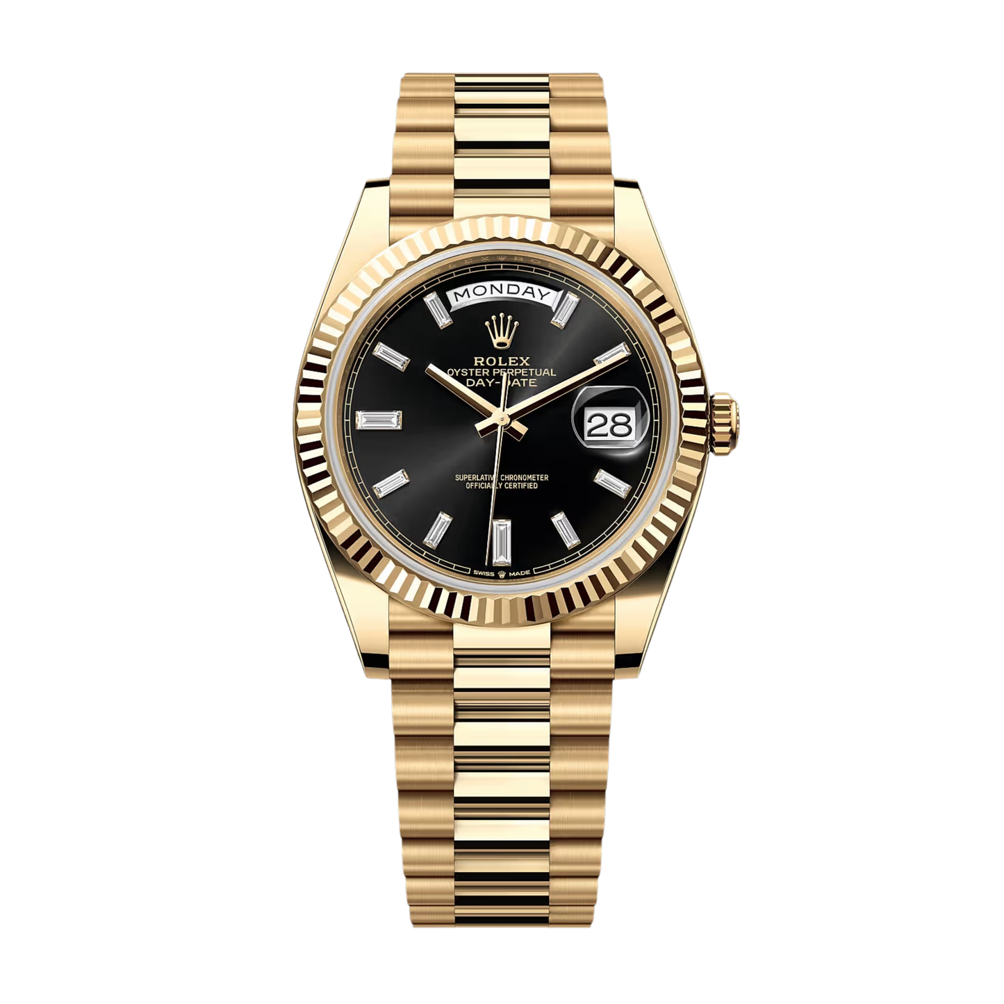 ROLEX DAY DATE 40 YELLOW GOLD BLACK DIAL