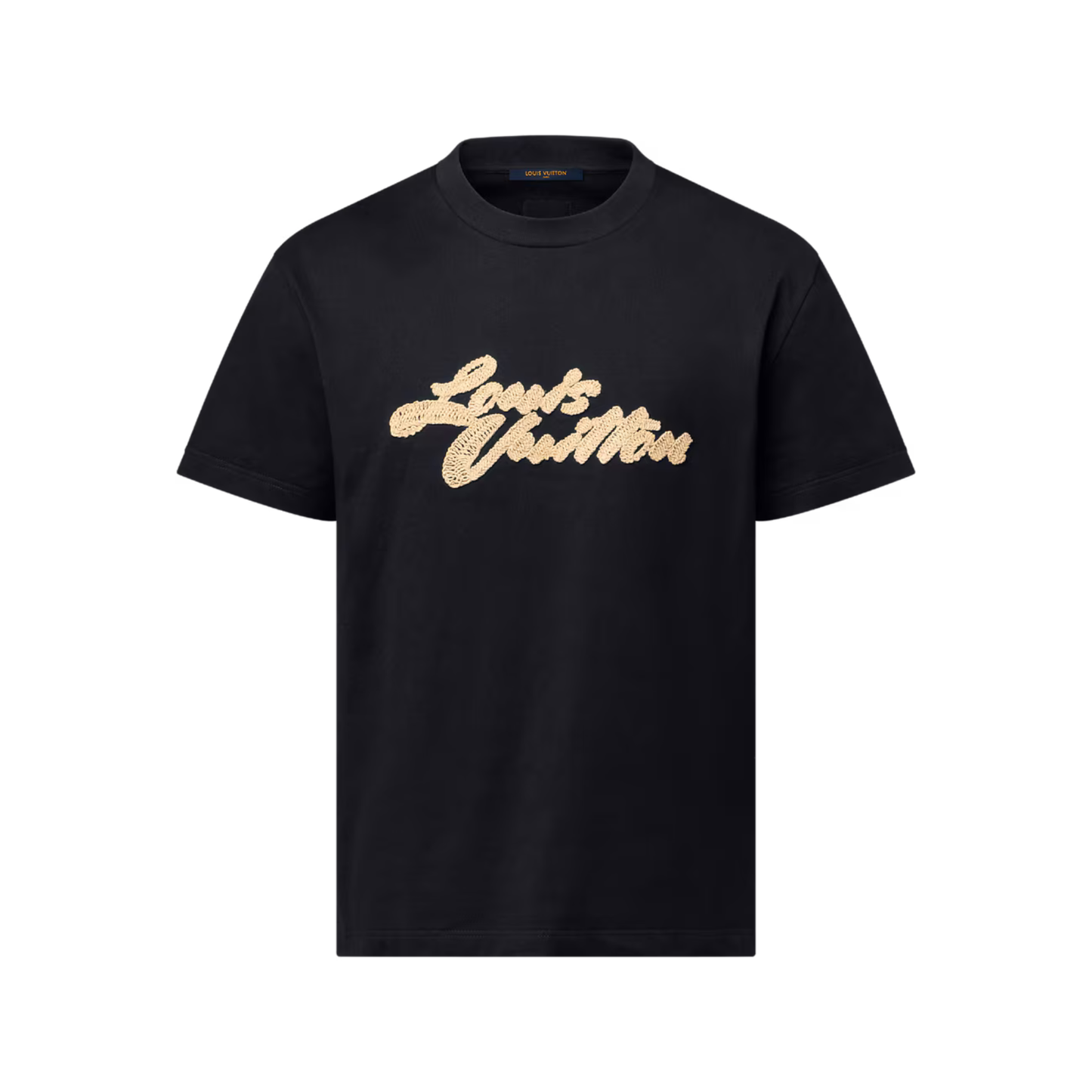 LOUIS VUITTON EMBROIDED SIGNATURE TSHIRT - BLACK