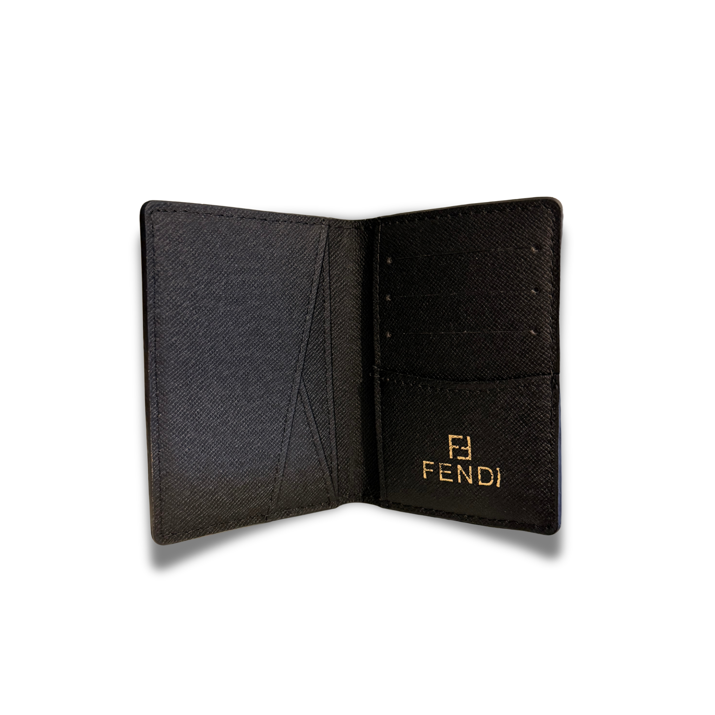 FENDI MONOGRAM FLIP CARD HOLDER - BLACK/RED