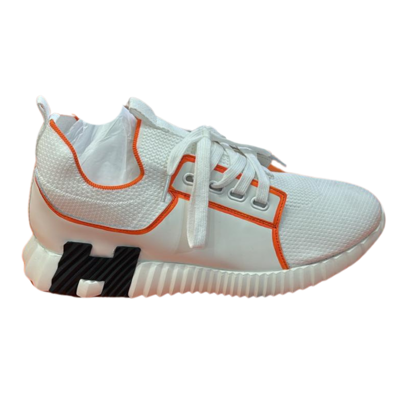 HERMES DEPART SNEAKER - WHITE/ORANGE