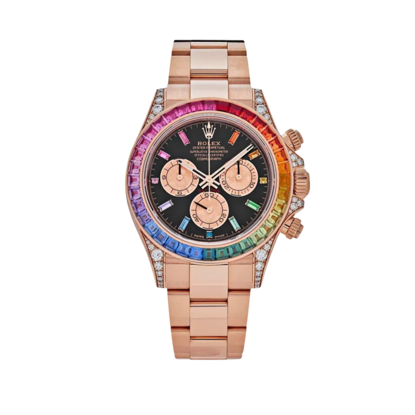 ROLEX DAYTONA 40 ROSE RAINBOW BLACK DIAL