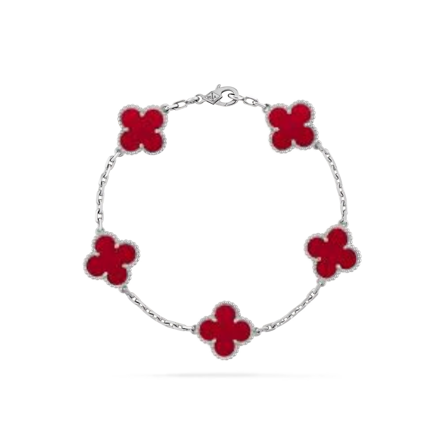 VAN CLEEF VINTAGE ALHAMBRA BRACELET - SILVER/RED