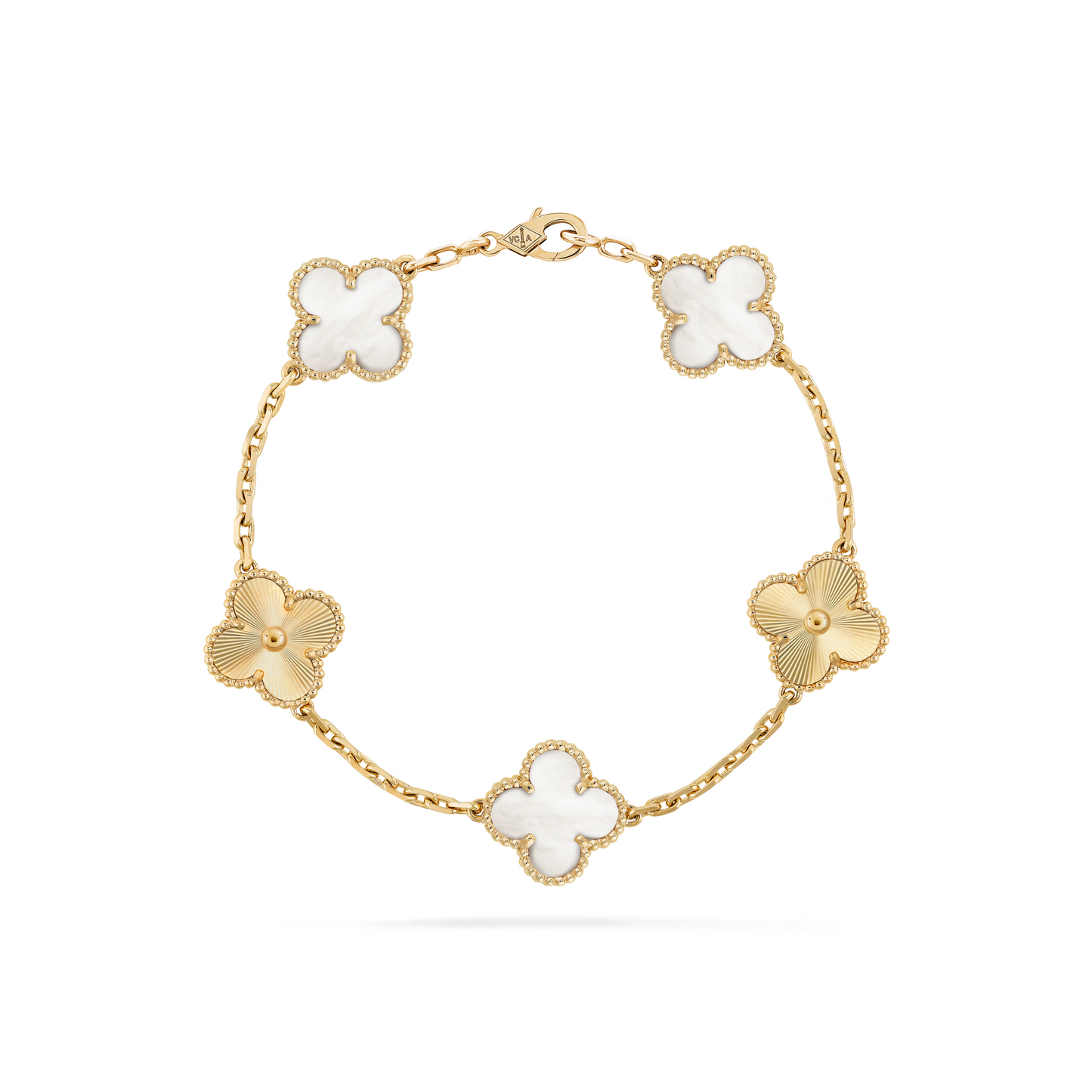 VAN CLEEF VINTAGE ALHAMBRA BRACELET - GOLD/WHITE/GOLD