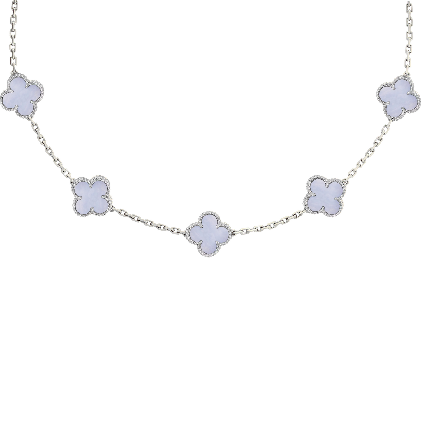 VAN CLEEF VINTAGE ALHAMBRA NECKLACE - SILVER/WHITE