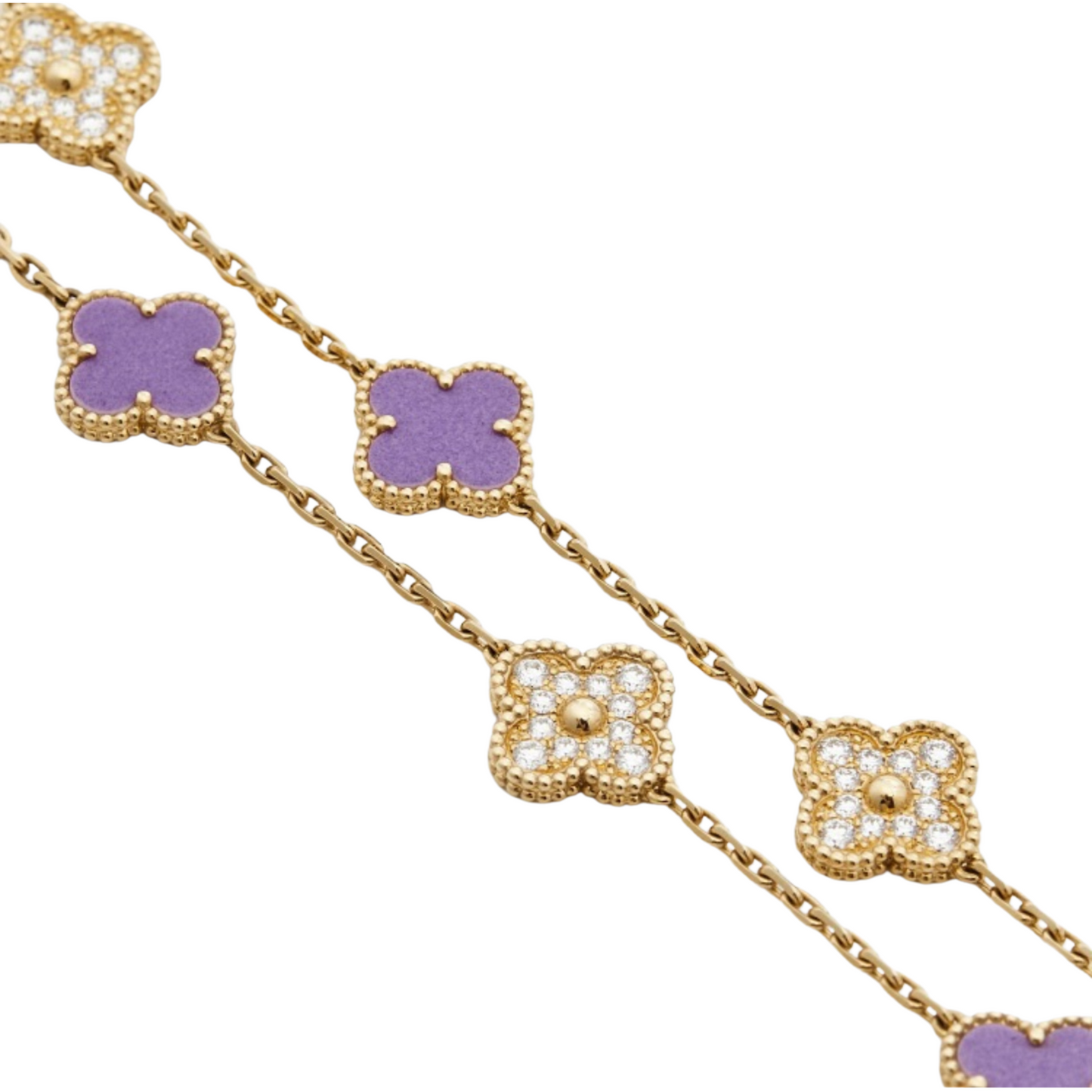 VAN CLEEF VINTAGE ALHAMBRA BRACELET - GOLD/PURPLE/DIAMANTE