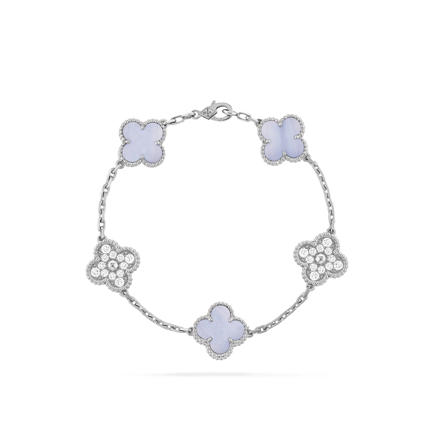 VAN CLEEF VINTAGE ALHAMBRA BRACELET - SILVER/WHITE/DIAMANTE
