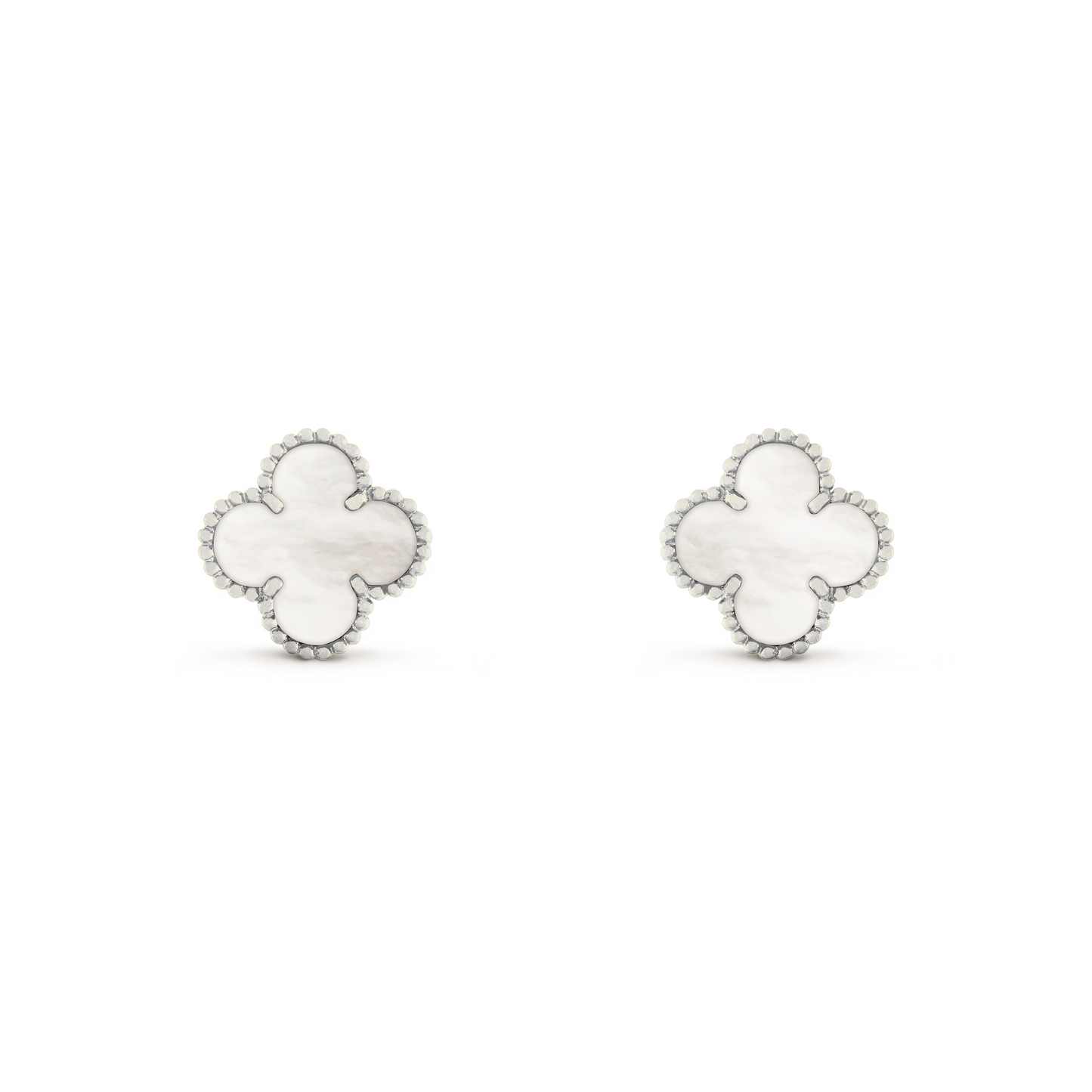 VAN CLEEF VINTAGE ALHAMBRA EARRINGS - SILVER/WHITE