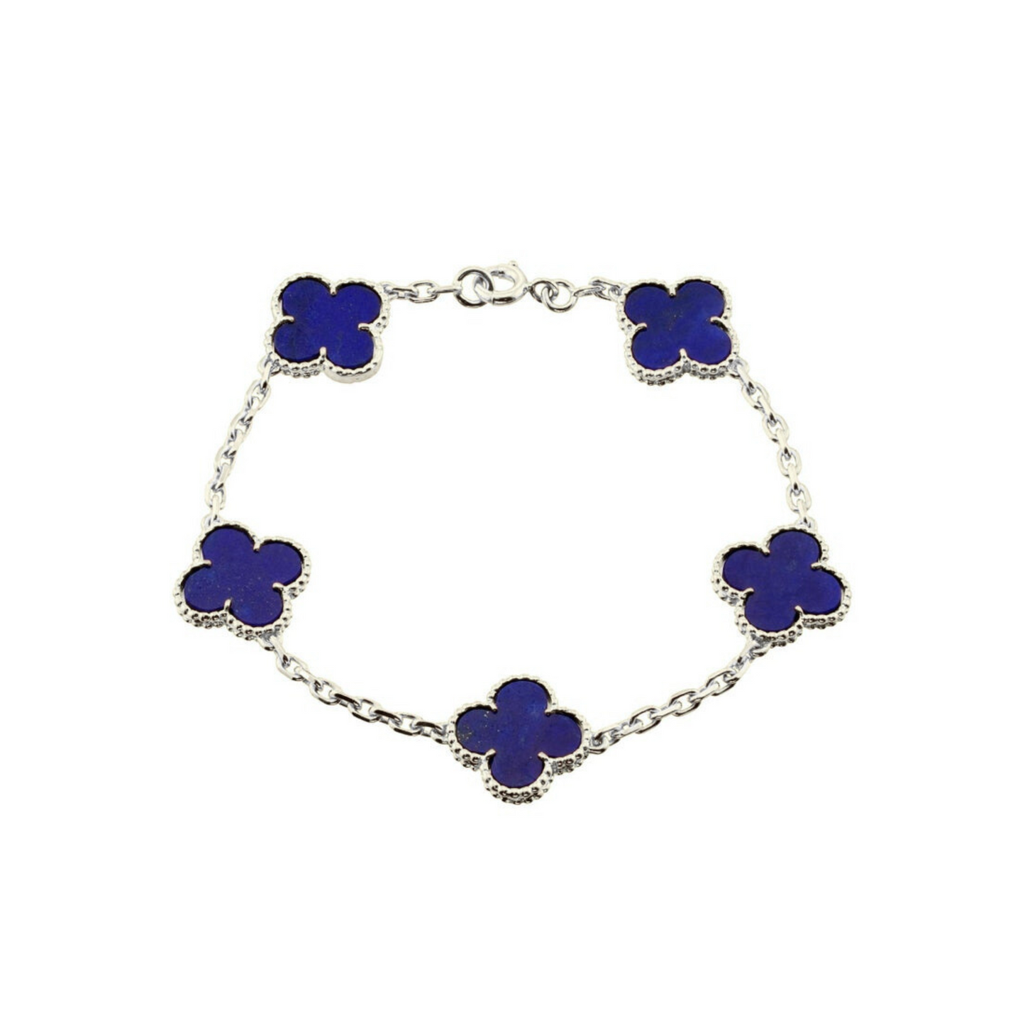VAN CLEEF VINTAGE ALHAMBRA BRACELET - SILVER/NAVY BLUE