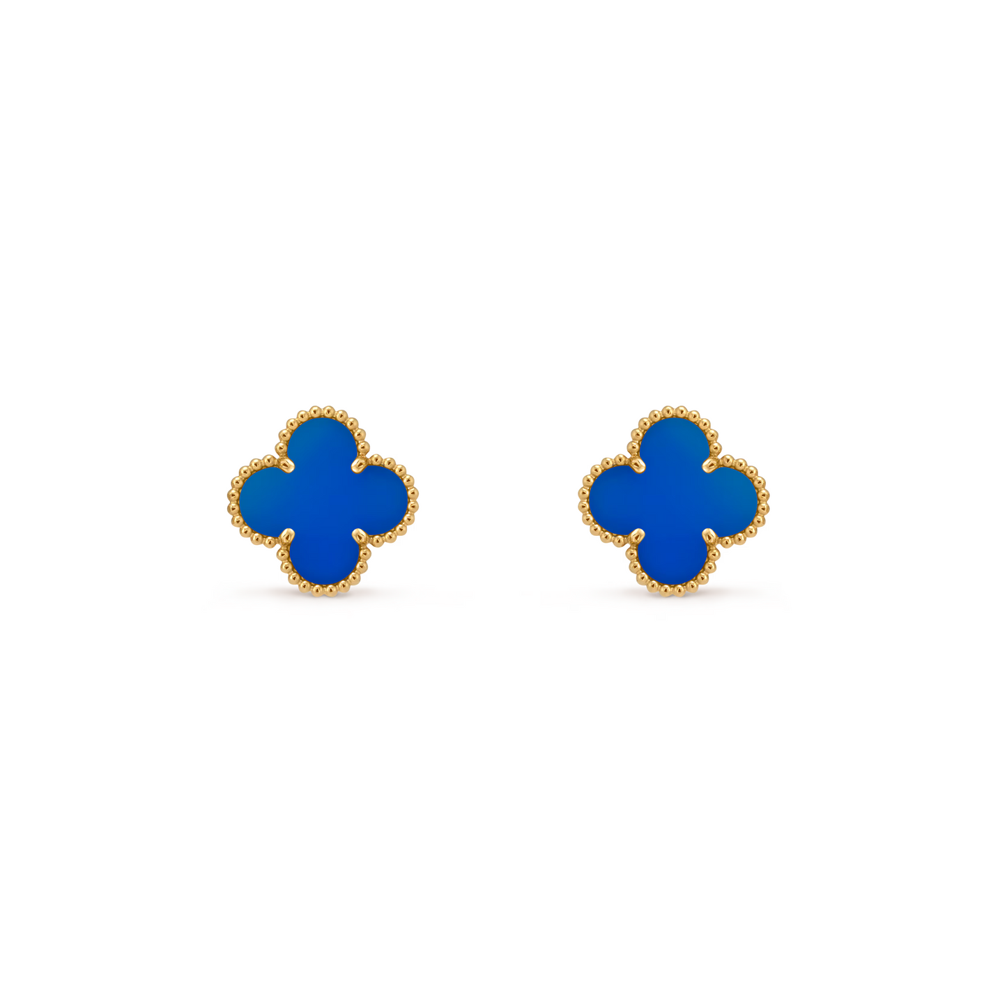 VAN CLEEF VINTAGE ALHAMBRA EAR STUDS - GOLD/BLUE