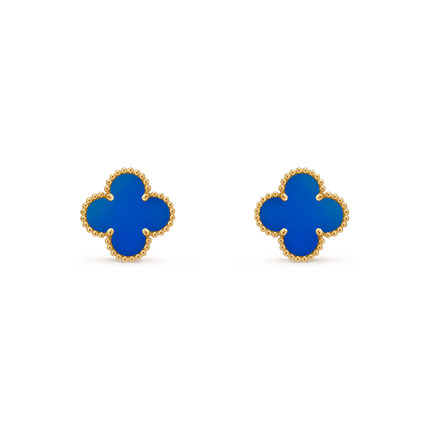 VAN CLEEF VINTAGE ALHAMBRA EARRINGS - GOLD/BLUE