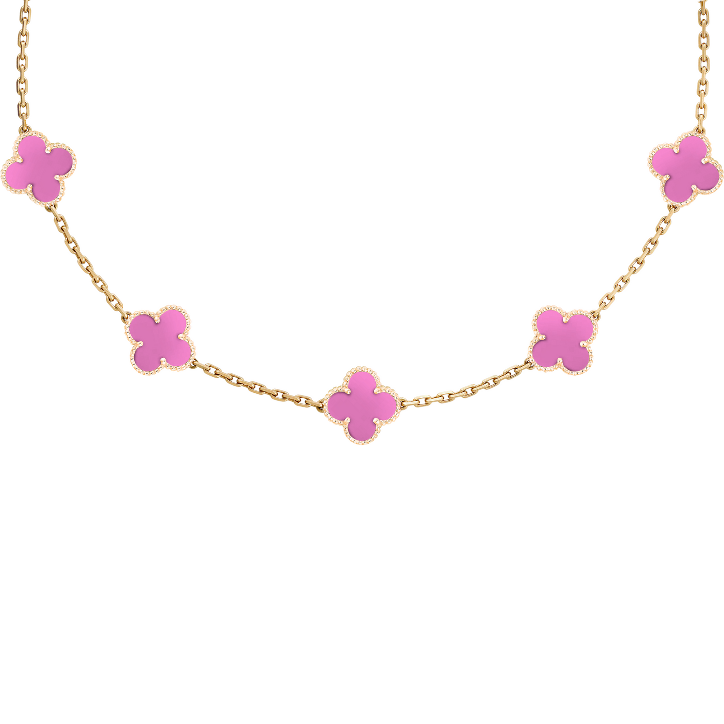 VAN CLEEF VINTAGE ALHAMBRA NECKLACE - GOLD/PINK