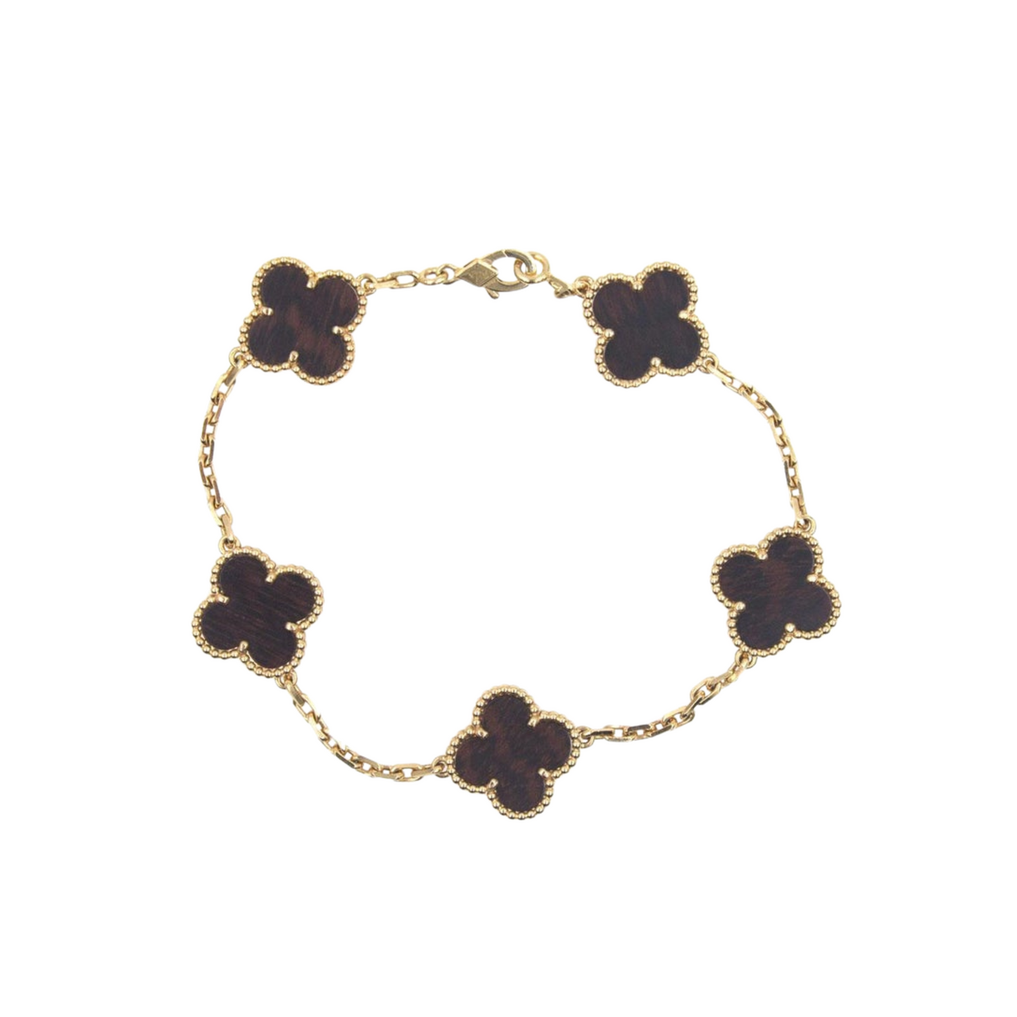 VAN CLEEF VINTAGE ALHAMBRA BRACELET - GOLD/WOOD