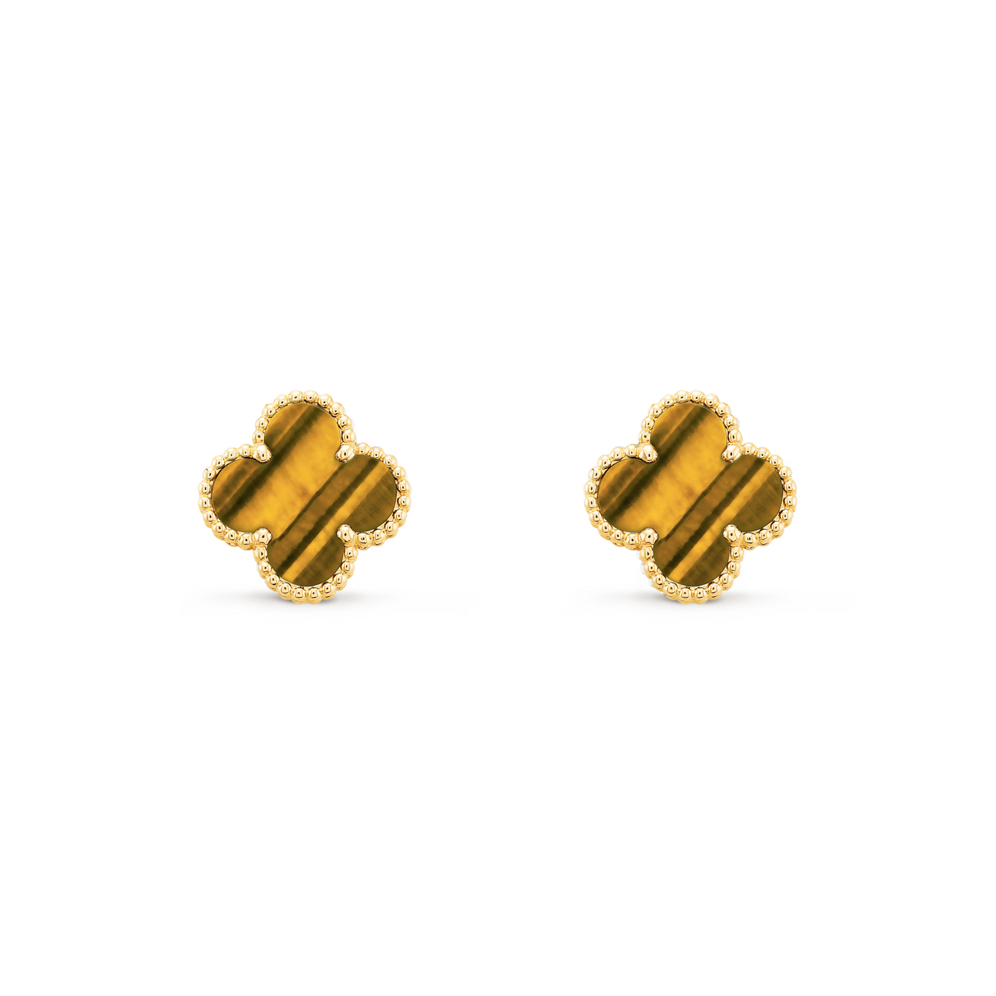 VAN CLEEF VINTAGE ALHAMBRA EARRINGS - GOLD/TIGER EYE