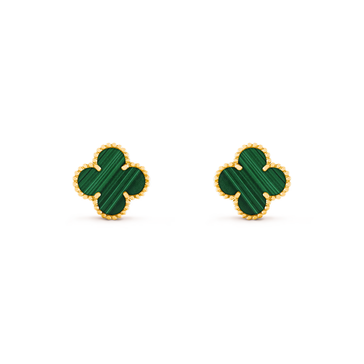 VAN CLEEF VINTAGE ALHAMBRA EARRINGS - GOLD/GREEN