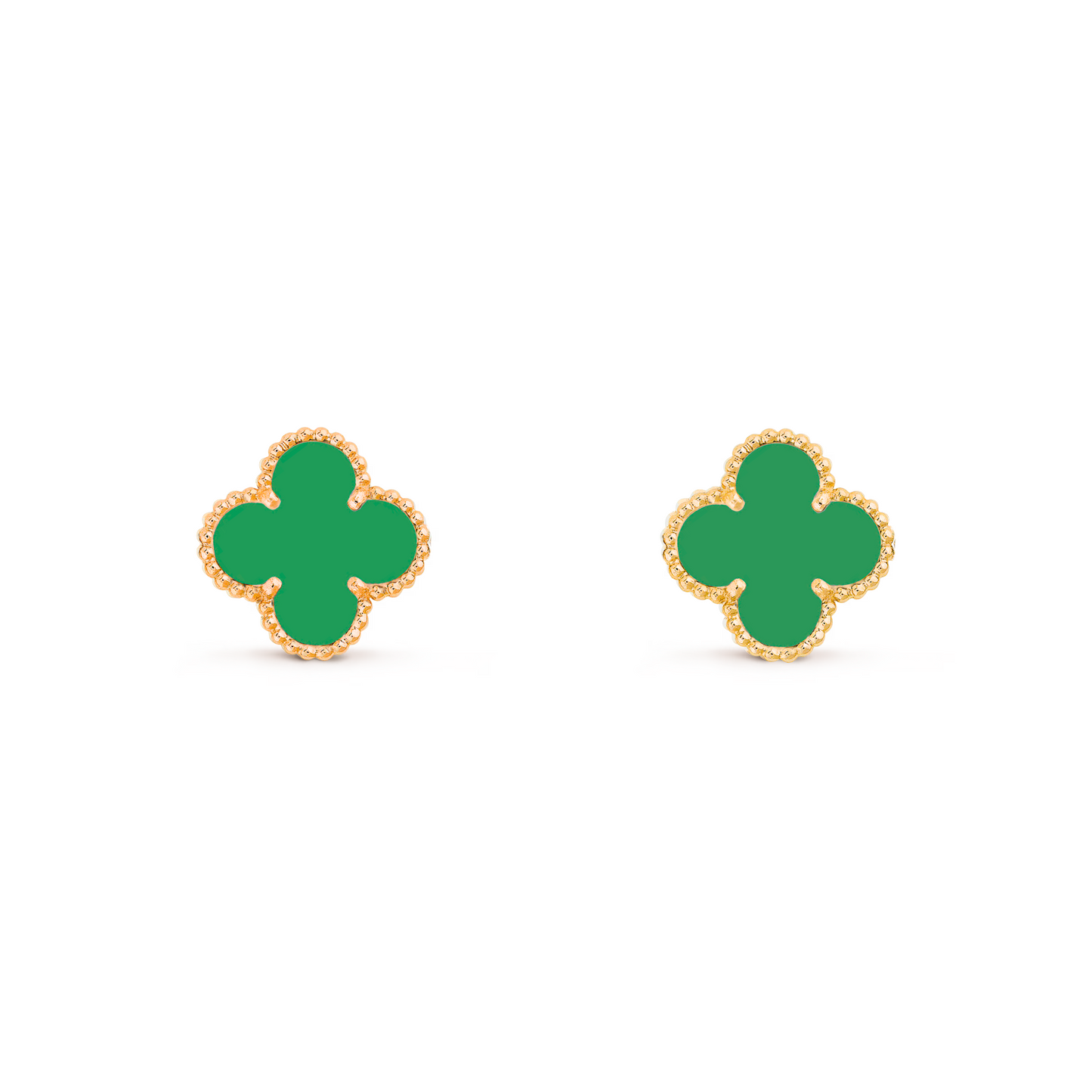 VAN CLEEF VINTAGE ALHAMBRA EARRINGS - GOLD/TRUE GREEN