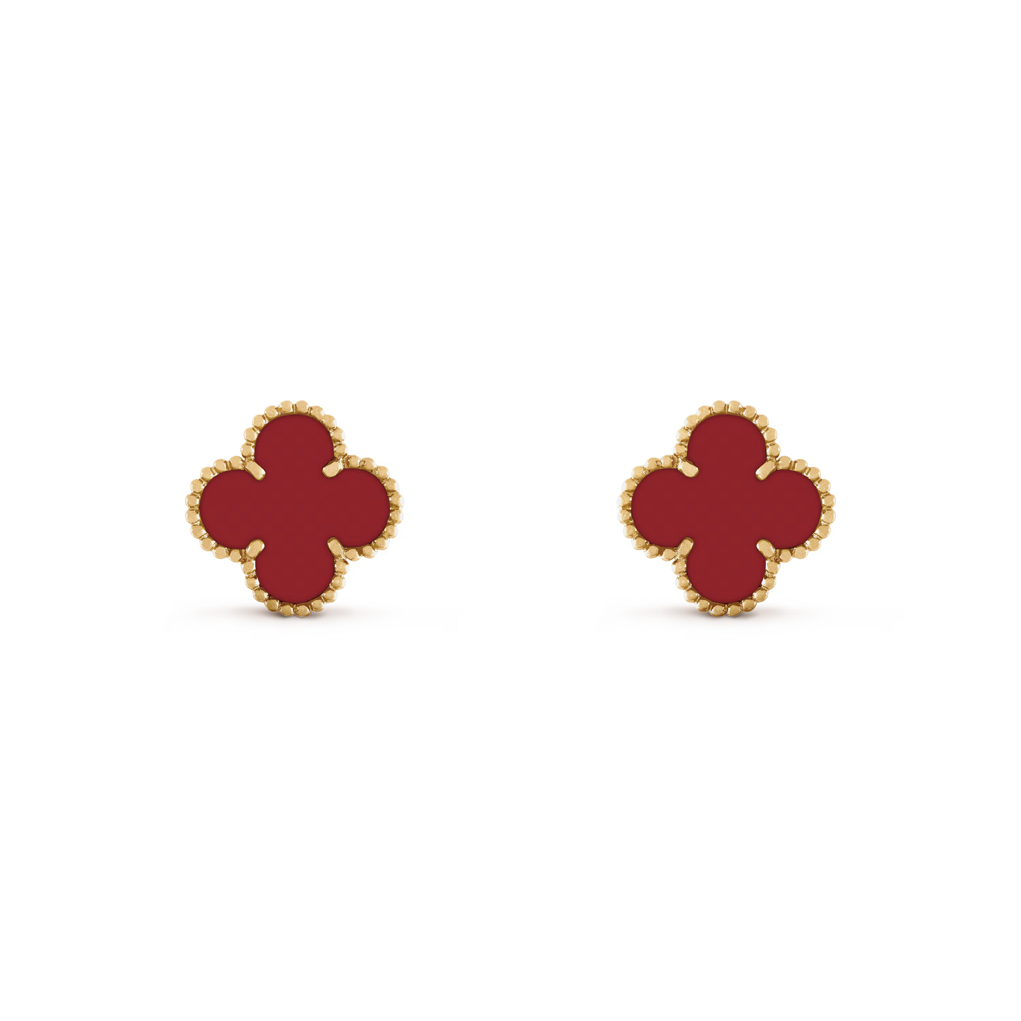 VAN CLEEF VINTAGE ALHAMBRA EARRINGS - GOLD/DEEP RED