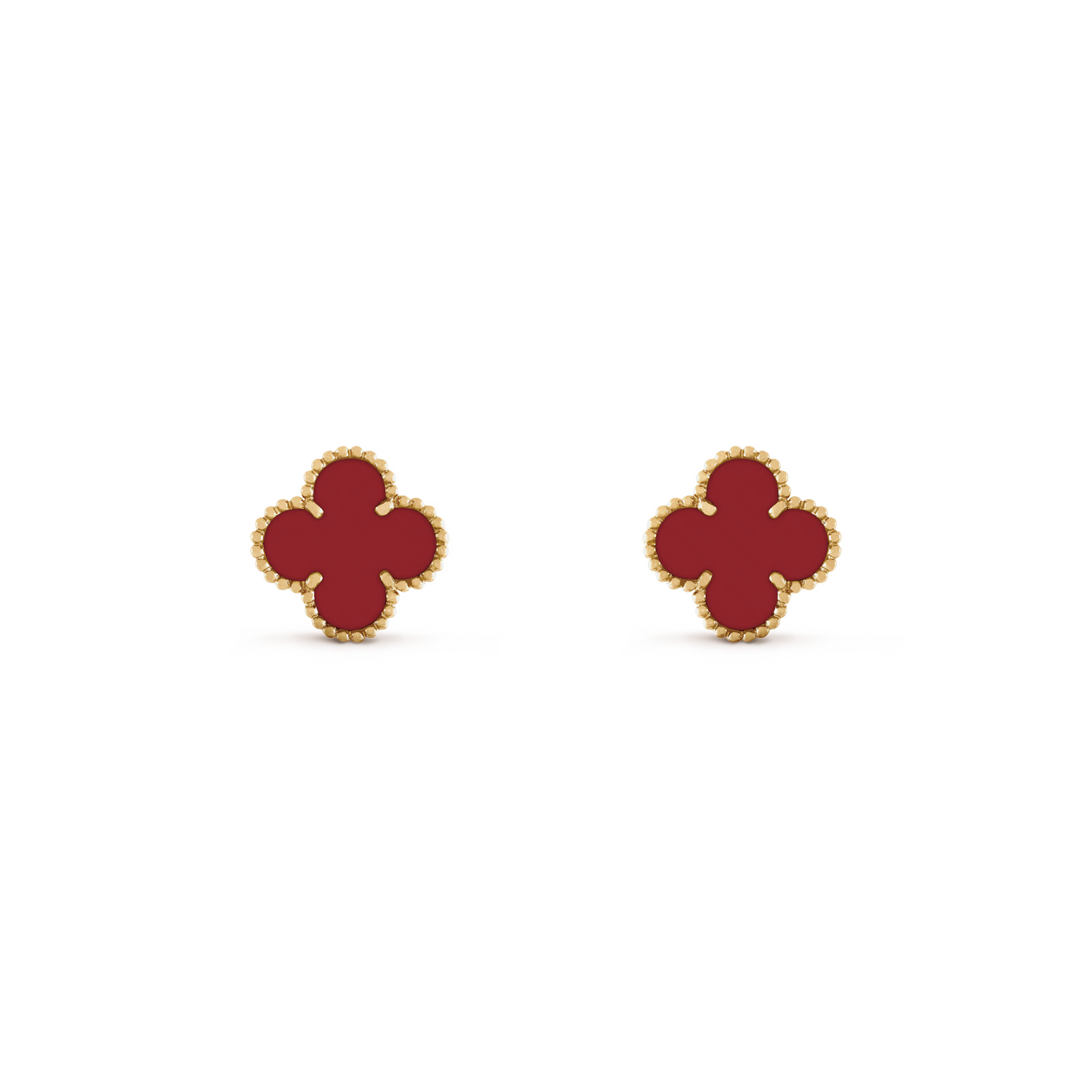 VAN CLEEF VINTAGE ALHAMBRA EARSTUDS - GOLD/DEEP RED