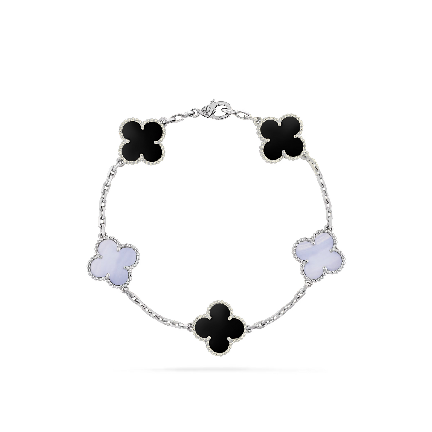 VAN CLEEF VINTAGE ALHAMBRA BRACELET - SILVER/BLACK/WHITE