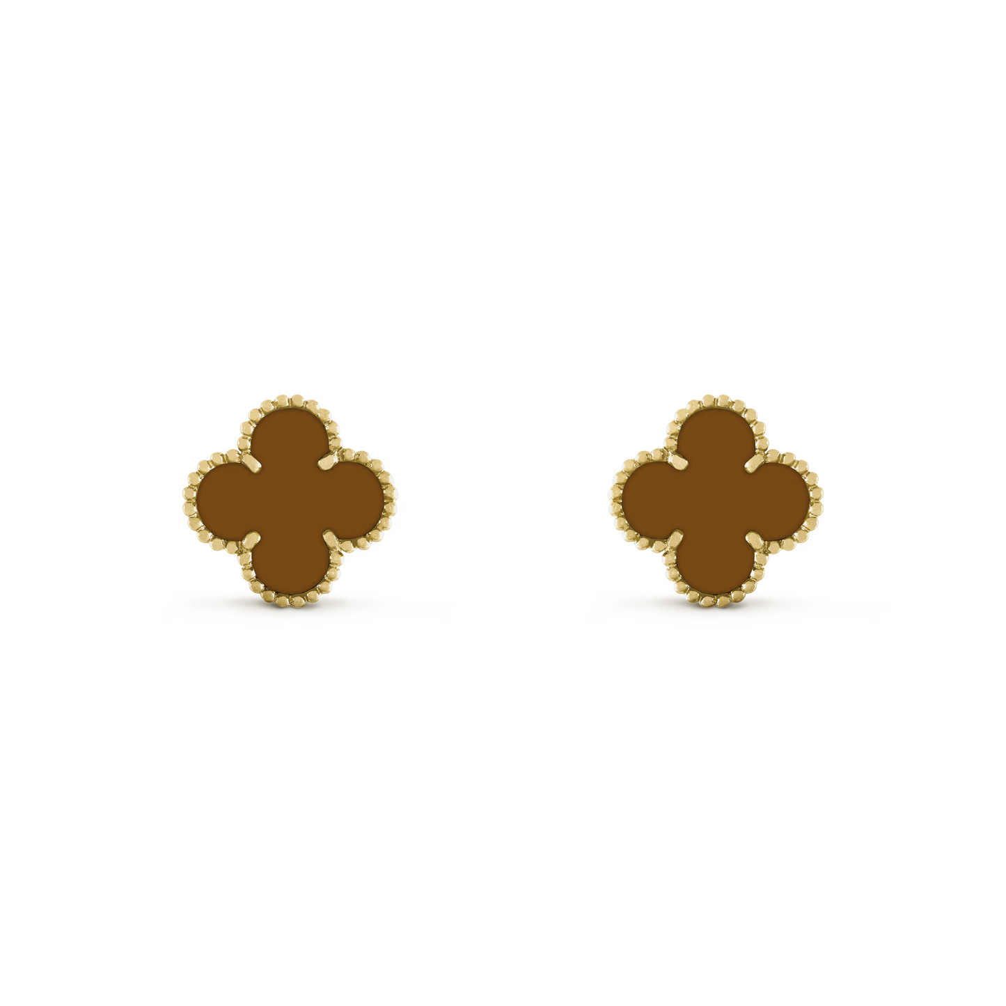 VAN CLEEF VINTAGE ALHAMBRA EARRINGS - GOLD/BROWN