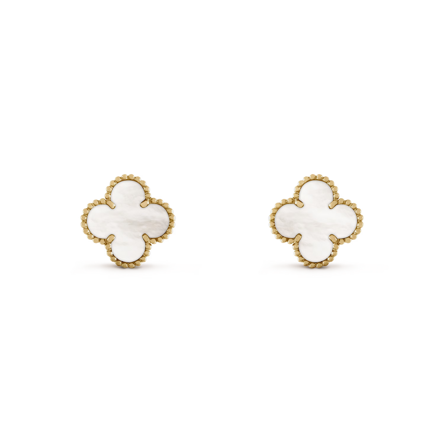 VAN CLEEF VINTAGE ALHAMBRA EARRINGS - GOLD/WHITE