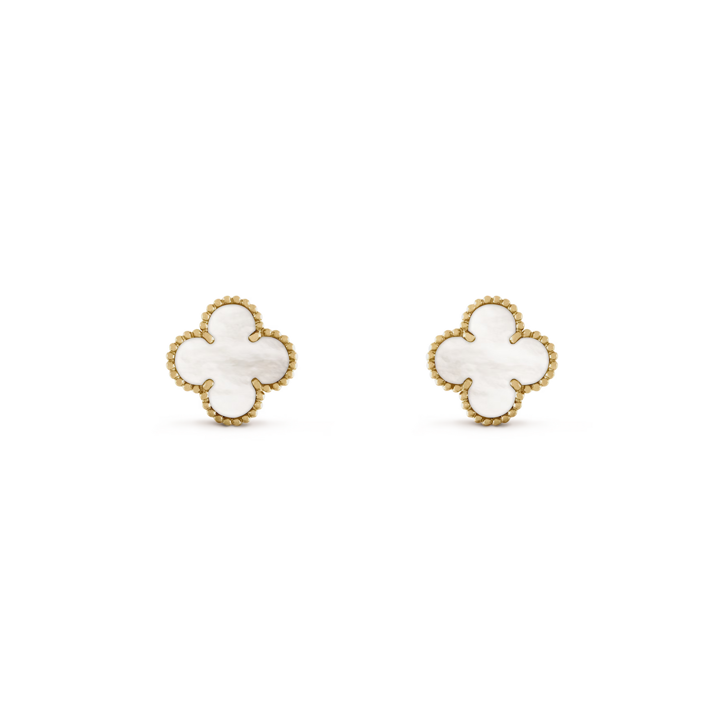VAN CLEEF VINTAGE ALHAMBRA EARSTUDS - GOLD/WHITE