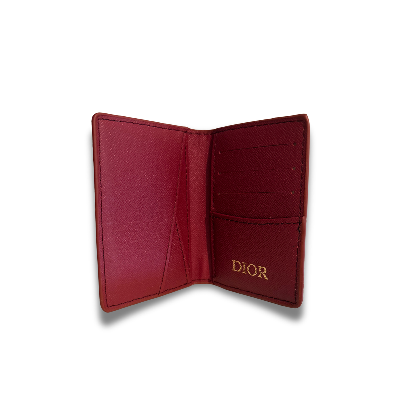 DIOR CANVAS FLIP CARD HOLDER - RED