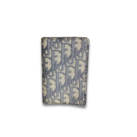 DIOR CANVAS FLIP CARD HOLDER - LIGHT GREY