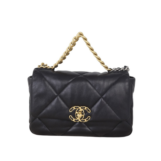 CHANEL LARGE QUILTED FLAP BAG - BLACK