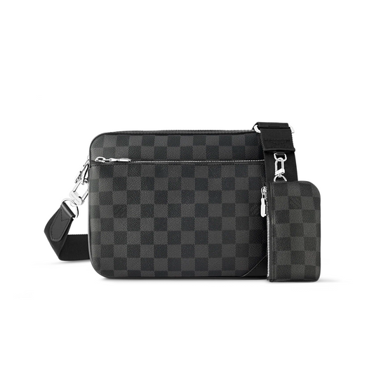 LOUIS VUITTON TRIO MESSENGER MONOGRAM BAG - BLACK/GREY