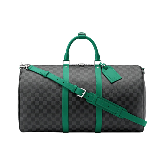 LOUIS VUITTON KEEPALL BANDOULIERE DAMIER DUFFEL BAG - BLACK/GREEN