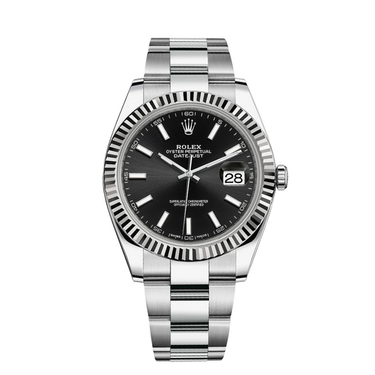 ROLEX SILVER DATEJUST 41 BLACK DIAL