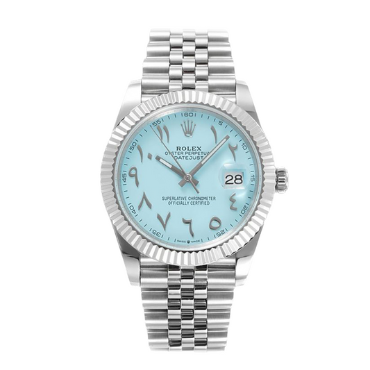 ROLEX SILVER DATEJUST 41 BLUE TIFFANY ARABIC DIAL
