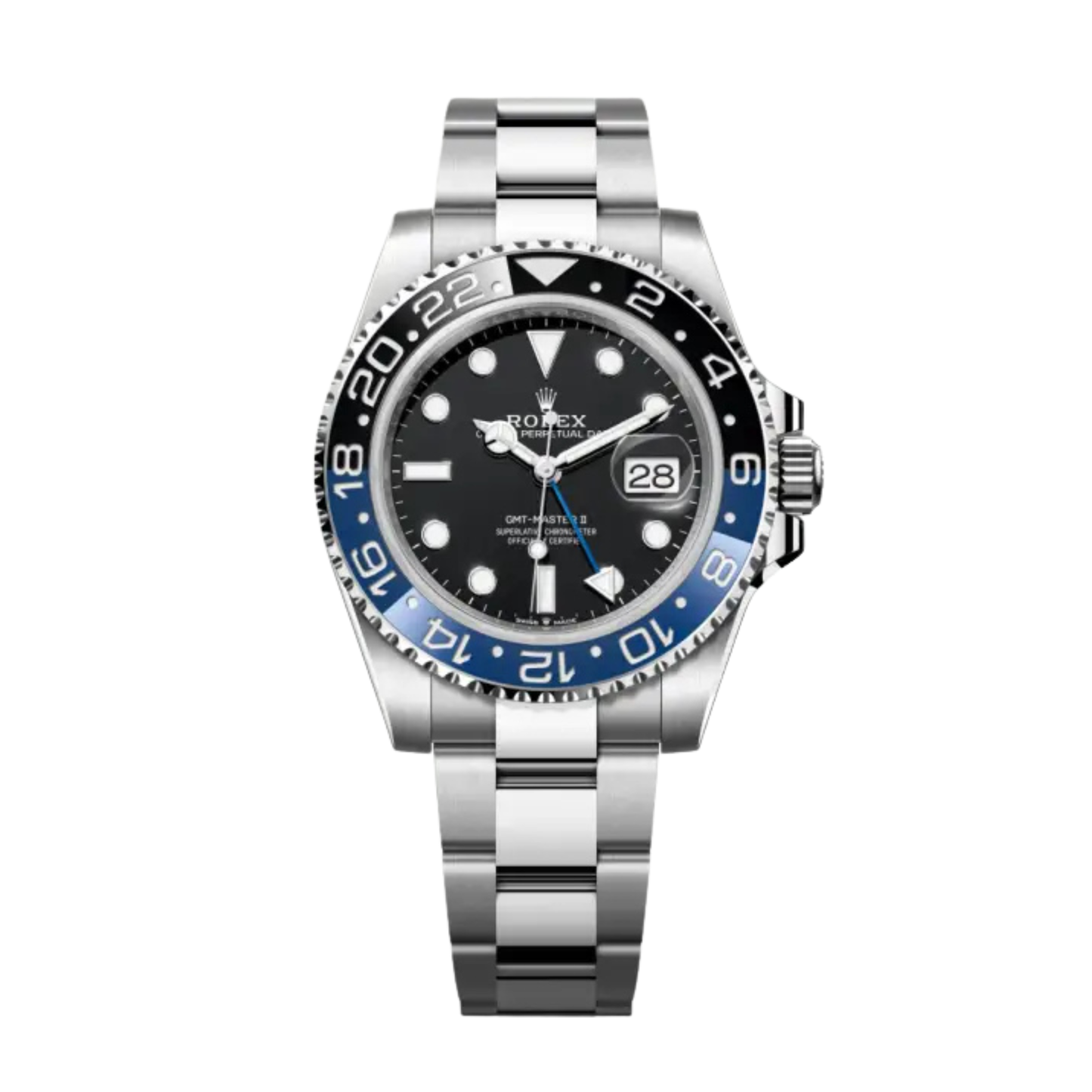 ROLEX GMT MASTER II BATMAN SILVER BLACK DIAL