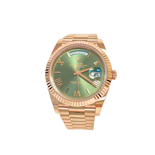 ROLEX DAY DATE 40 GOLD OLIVE ROMAN DIAL