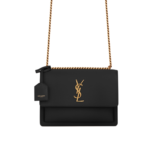 YVES SAINT LAURENT SUNSET MEDIUM BAG - BLACK/GOLD