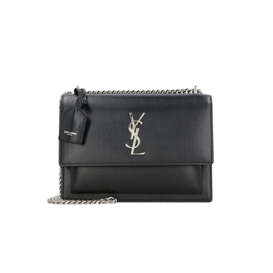 YVES SAINT LAURENT SUNSET MEDIUM BAG - BLACK/SILVER
