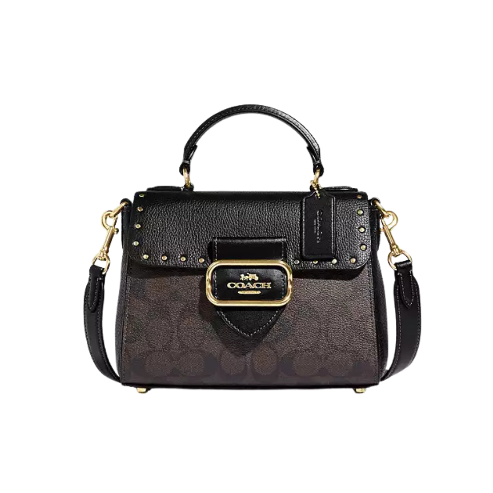 COACH MORGAN MORGAN TOP HANDLE SATCHEL BAG - BLACK/BROWN