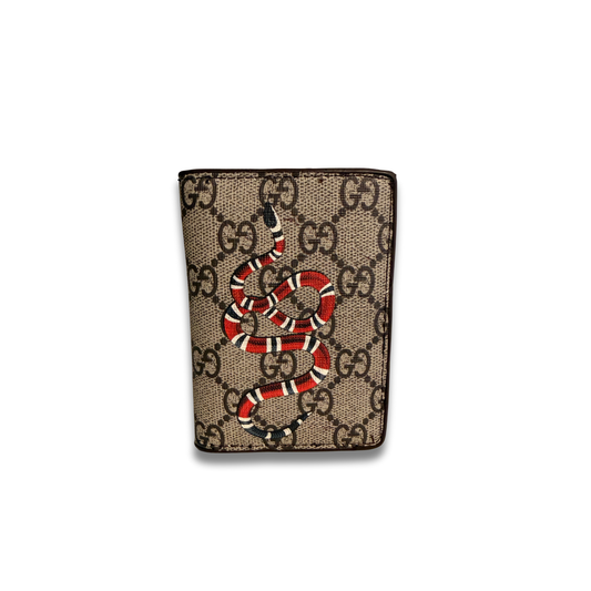 GUCCI KINGSNAKE FLIP CARD HOLDER - BROWN
