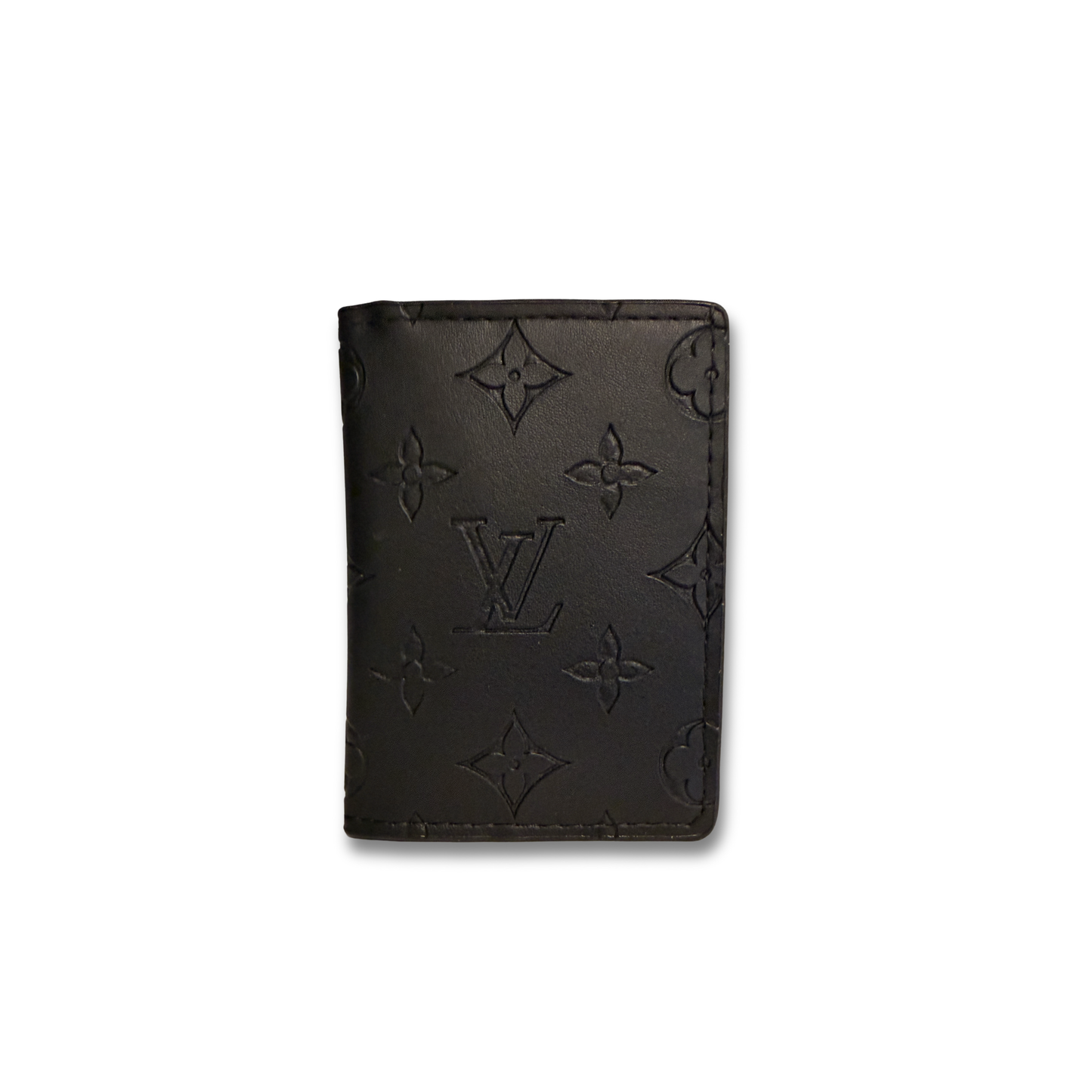LOUIS VUITTON MONOGRAM IMPRINT FLIP CARD HOLDER - BLACK