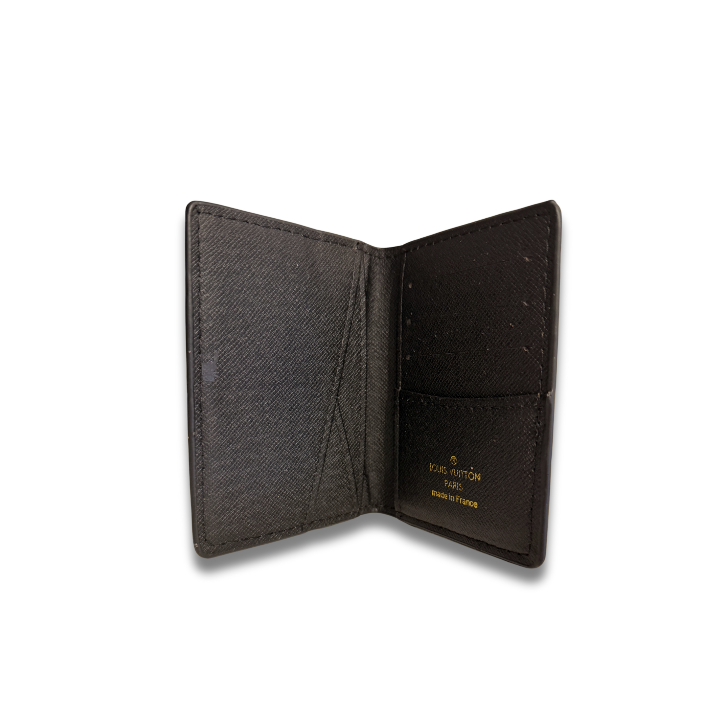 LOUIS VUITTON MONOGRAM IMPRINT FLIP CARD HOLDER - BLACK