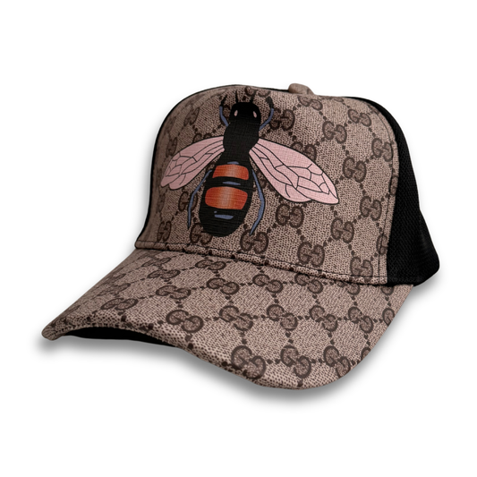 GUCCI GG TRUCKER BEE HAT - BROWN