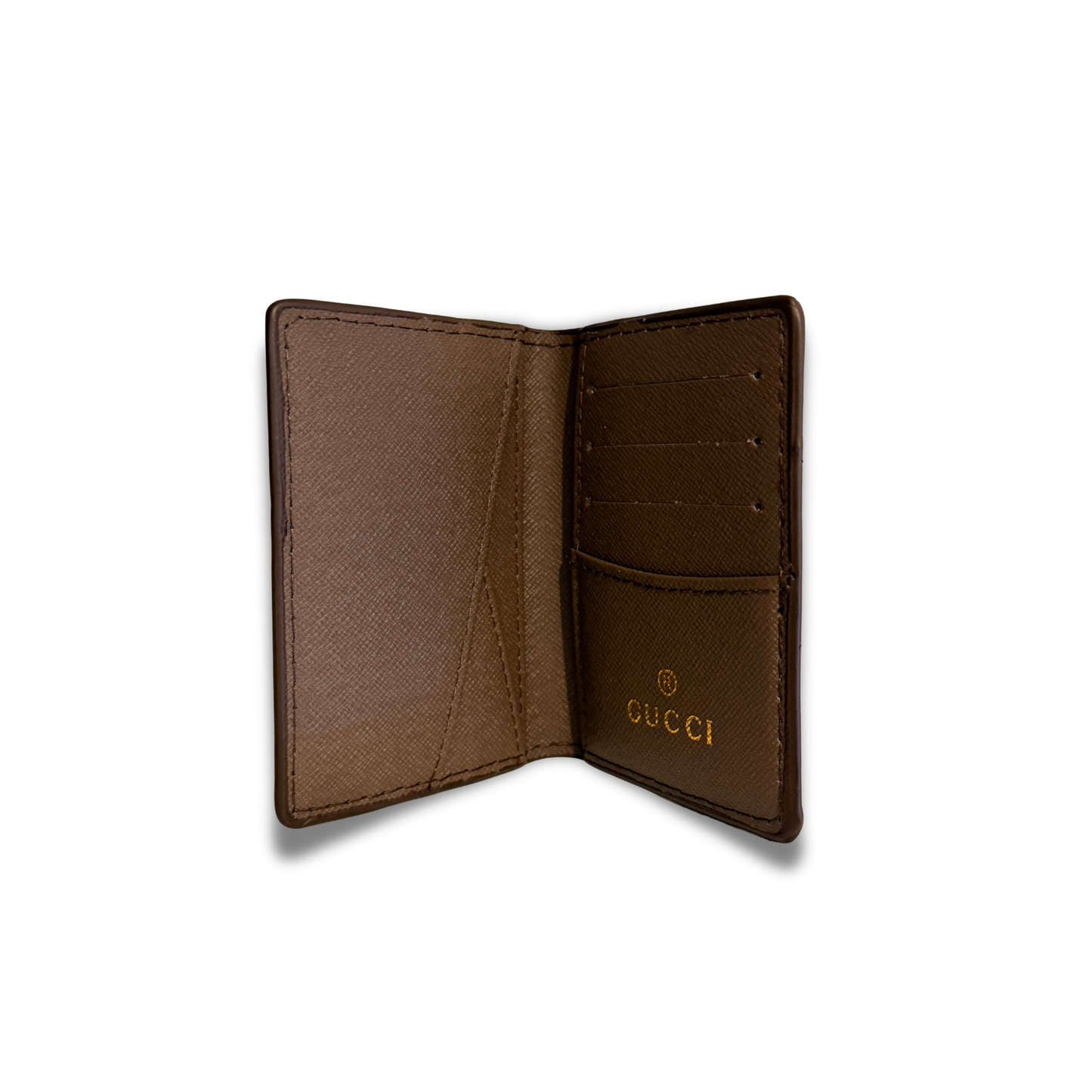GUCCI RED FOX FLIP CARD HOLDER - BROWN