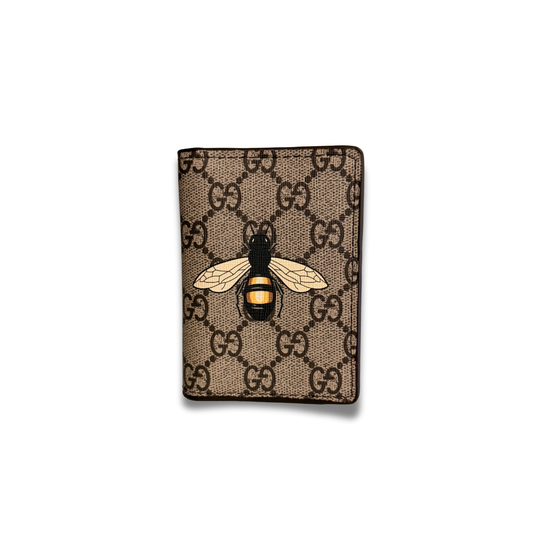 GUCCI BEE FLIP CARD HOLDER - BROWN