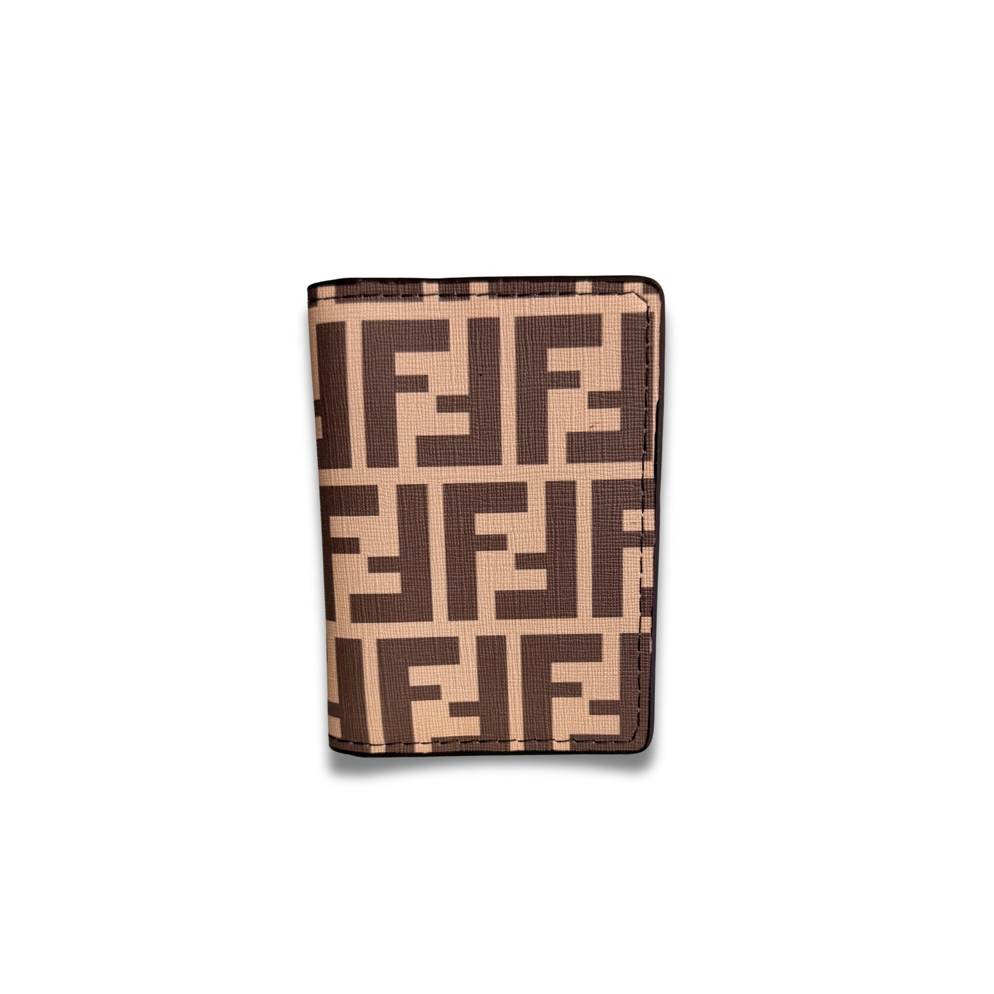 FENDI MONOGRAM FLIP CARD HOLDER - BROWN/BEIGE