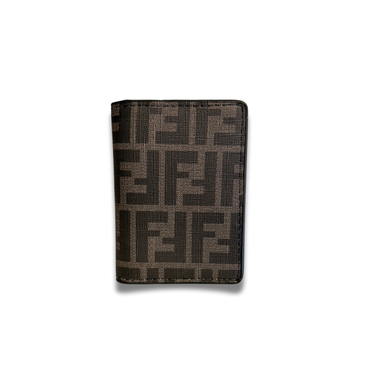 FENDI MONOGRAM FLIP CARD HOLDER - BLACK/DARK BROWN