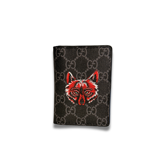 GUCCI RED FOX FLIP CARD HOLDER - BLACK