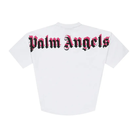 PALM ANGELS DOUBLED LOGO T-SHIRT - WHITE/PINK