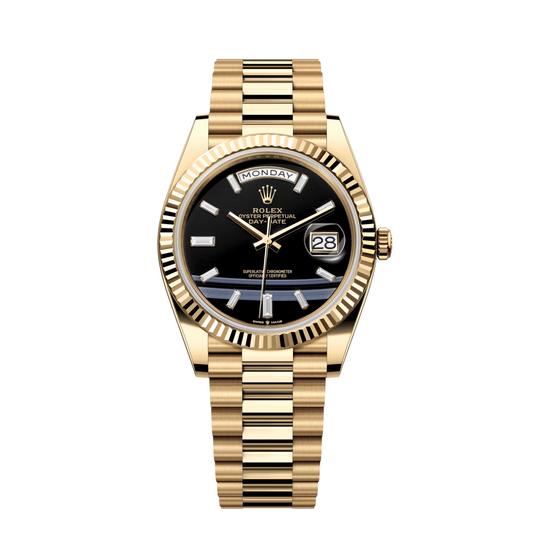 ROLEX DAY DATE 40 YELLOW GOLD BLACK DIAL