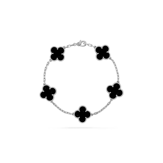 VAN CLEEF VINTAGE ALHAMBRA BRACELET - SILVER/BLACK